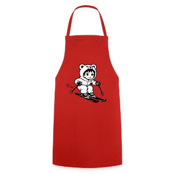 Ski Bärchen im Anime Style - Kochschürze - Rot - Vorne - AI Model Male 185 dark (185cm)