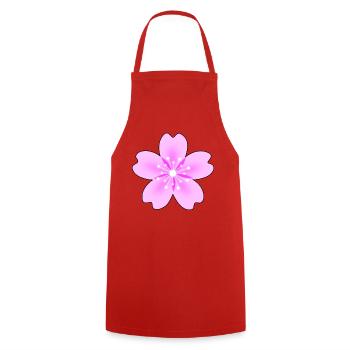 Pink flower with neon rays - Cooking Apron - red - Front - AI Model Male 185 dark (185cm)