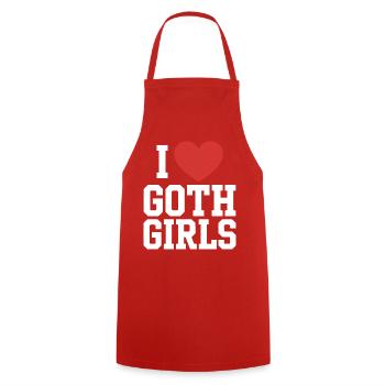 I Heart Gothic Girls - Cooking Apron - red - Front - AI Model Male 185 dark (185cm)