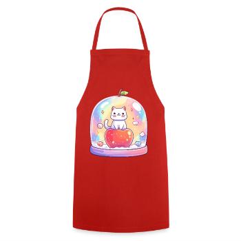 Pastel cat shine in a glass - Cooking Apron - red - Front - AI Model Male 185 dark (185cm)