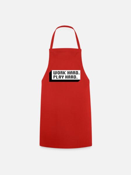 Travaille dur. Jouez fort. (Noir) - Tablier de cuisine - rouge