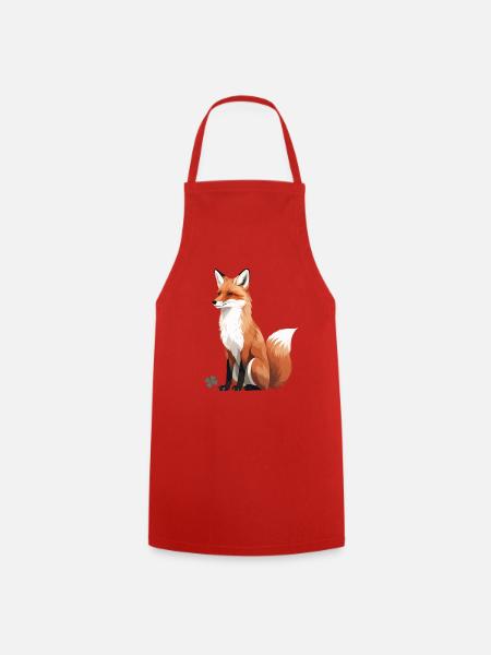 Sitzender Fuchs mit Kleeblatt - Kochschürze - Rot