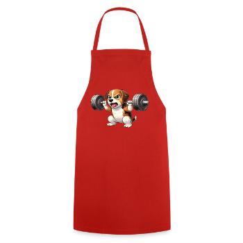 Beagle Workout Bodybuilding Barbell Training Motiv - Kochschürze - Rot - Vorne - AI Model Male 185 dark (185cm)