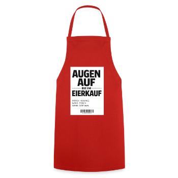 Keep your eyes open when buying eggs - Cooking Apron - red - Front - AI Model Male 185 dark (185cm)