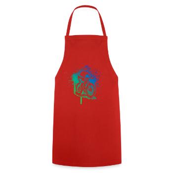 Clear mountain bike motif for every day - Cooking Apron - red - Front - AI Model Male 185 dark (185cm)
