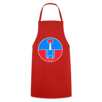 Circular Basketball Court Badge - Cooking Apron - red - Front - AI Model Male 185 dark (185cm)