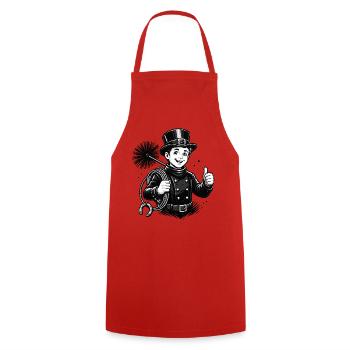 Fröhlicher Schornsteinfeger Cartoon - Kochschürze - Rot - Vorne - AI Model Male 185 dark (185cm)