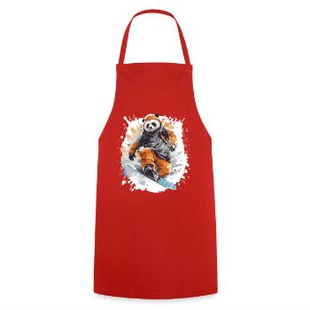 Panda Snowboard - Tablier de cuisine - rouge - Devant - AI Model Male 185 dark (185cm)