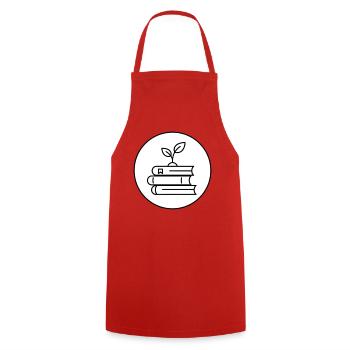 Pile de livres minimaliste avec lecture chaleureuse pour les plantes - Tablier de cuisine - rouge - Devant - AI Model Male 185 dark (185cm)