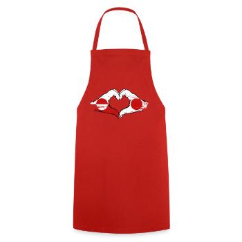 Drapeau du Groenland-Japon Mains en forme de cœur utilisé - Tablier de cuisine - rouge - Devant - AI Model Male 185 dark (185cm)