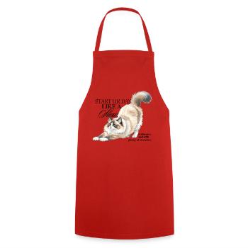 Illustration de l’étirement Cream Cat - Tablier de cuisine - rouge - Devant - AI Model Male 185 dark (185cm)