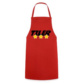 Tiler – pro tile laying precision trade - Cooking Apron - red - Front - AI Model Male 185 dark (185cm)