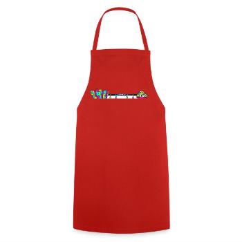 Dundee City Skyline V&A Museum Line Art - Cooking Apron - red - Front - AI Model Male 185 dark (185cm)