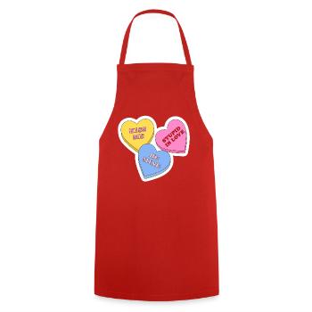 Pastel Hearts Love Message Trio - Cooking Apron - red - Front - AI Model Male 185 dark (185cm)