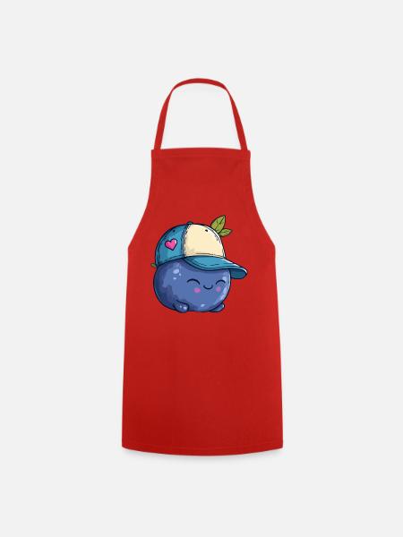 Kawaii Blaubeere mit Cap - Kochschürze - Rot