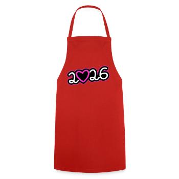 2026 Heart - Cooking Apron - red - Front - AI Model Male 185 dark (185cm)