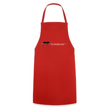 Tout ce dont vous avez besoin, c’est de moins – Minimalisme Cat - Tablier de cuisine - rouge - Devant - AI Model Male 185 dark (185cm)