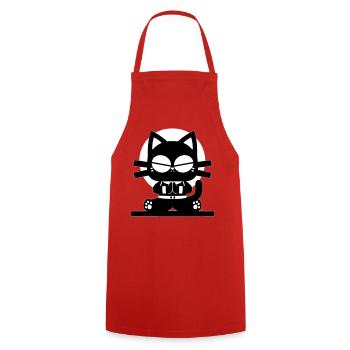Zen Katze Meditation Minimal Design - Kochschürze - Rot - Vorne - AI Model Male 185 dark (185cm)