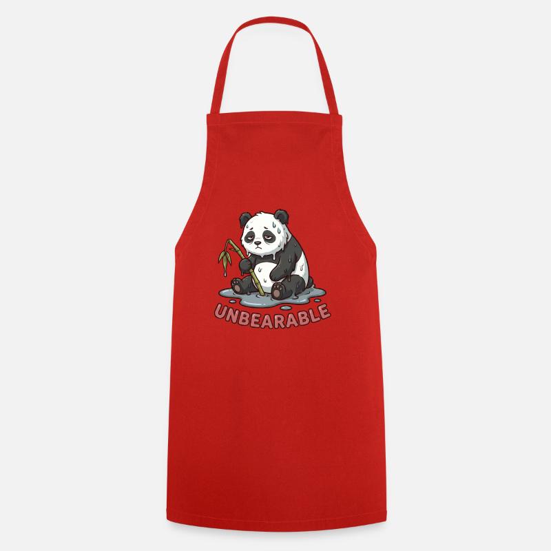 Life is Unbearable - Funny Panda Meme - Cooking Apron - red