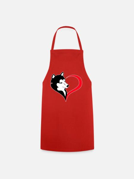 Herz-Husky Silhouette - Kochschürze - Rot