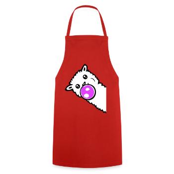 Lama Bubbles Side Side Côté Cool Mignon - Tablier de cuisine - rouge - Devant - AI Model Male 185 dark (185cm)