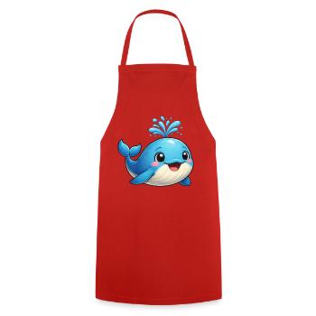 Petite baleine bleue avec des étincelles d’eau - Tablier de cuisine - rouge - Devant - AI Model Male 185 dark (185cm)