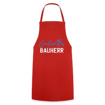 GrafBen Bauherr Bauwerk Grafik - Kochschürze - Rot - Vorne - AI Model Male 185 dark (185cm)