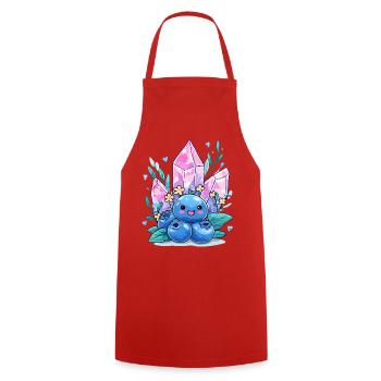Kawaii Crystal Berry with Gemstone Flowers - Cooking Apron - red - Front - AI Model Male 185 dark (185cm)