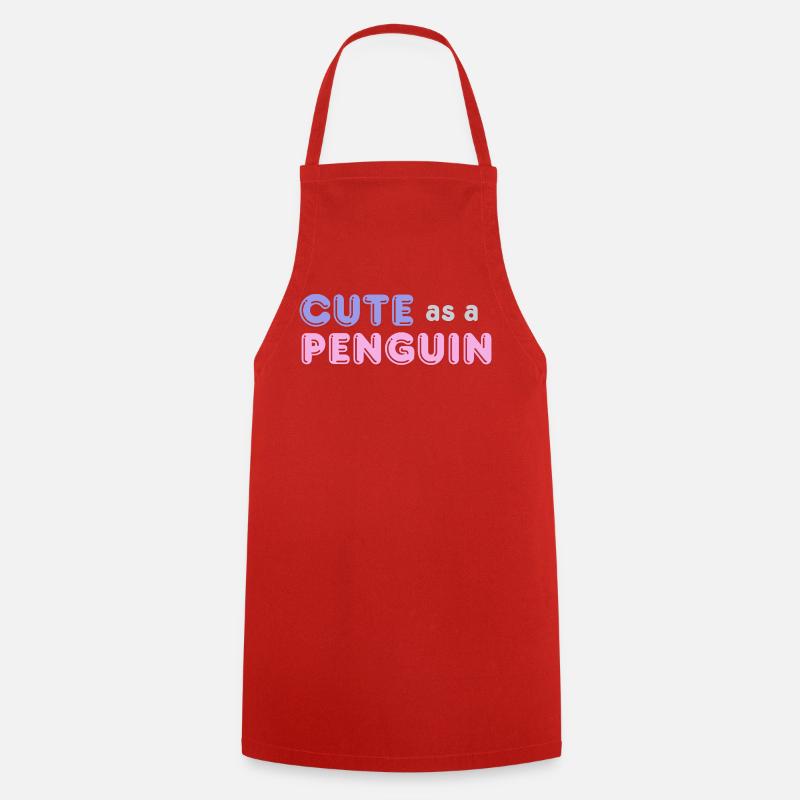 Cute as a Penguin - Cooking Apron - red