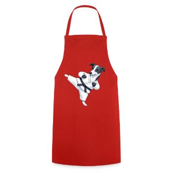 Dessins martiaux de Karaté Greyhound mignons - Tablier de cuisine - rouge - Devant - AI Model Male 185 dark (185cm)