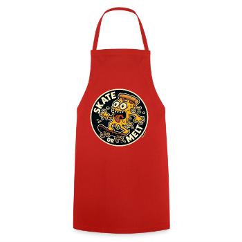Pizza und Käse Monster auf Skateboard - Kochschürze - Rot - Vorne - AI Model Male 185 dark (185cm)