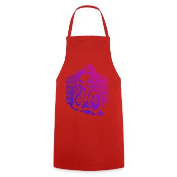 Motif drôle de VTT - Tablier de cuisine - rouge - Devant - AI Model Male 185 dark (185cm)