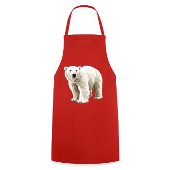 Polar Bear Illustration Pure White - Cooking Apron - red - Front - AI Model Male 185 dark (185cm)