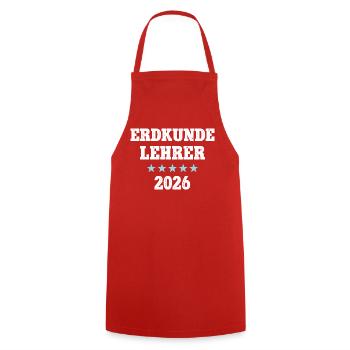 Geography Teacher 2026 Occupation Studies Teacher Training Geo - Cooking Apron - red - Front - AI Model Male 185 dark (185cm)
