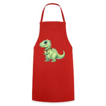 Bunter Dino mit Lichterkette - Kochschürze - Rot - Vorne - AI Model Male 185 dark (185cm)