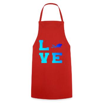 Motif emblématique de la plongée - Tablier de cuisine - rouge - Devant - AI Model Male 185 dark (185cm)