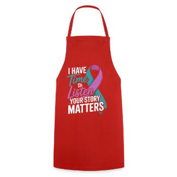 I Have Time to Listen – Mental Health Awareness  - Cooking Apron - red - Front - AI Model Male 185 dark (185cm)