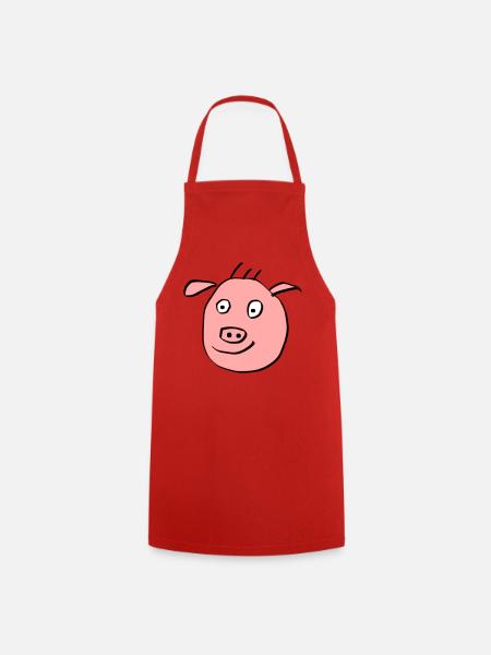 Cute pig face - Cooking Apron - red