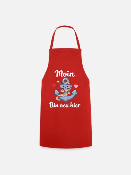 Moin Bin Neu Hier Geburt Baby Geschenk - Kochschürze - Rot