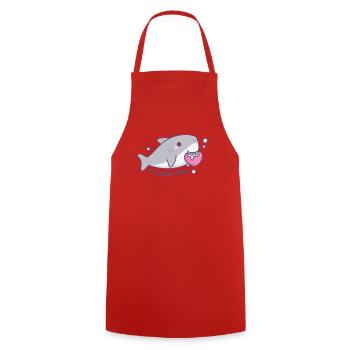 Le mignon requin mord le cœur Je te mâche Drôle - Tablier de cuisine - rouge - Devant - AI Model Male 185 dark (185cm)