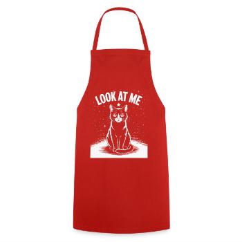 Regarde-moi - Ciel étoilé de chat - Tablier de cuisine - rouge - Devant - AI Model Male 185 dark (185cm)