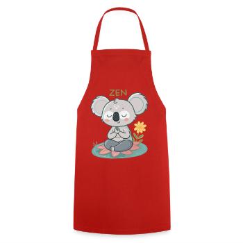 Zen Koala on Lotus - Cooking Apron - red - Front - AI Model Male 185 dark (185cm)