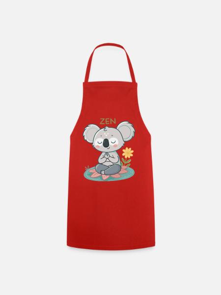 Zen-Koala auf Lotus - Kochschürze - Rot