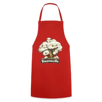 Baumwolle Schafe auf Baum Wortspiel Wortwitz Shirt - Kochschürze - Rot - Vorne - AI Model Male 185 dark (185cm)