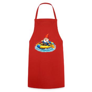 Nain de jardin en canot pneumatique en aventure estivale - Tablier de cuisine - rouge - Devant - AI Model Male 185 dark (185cm)