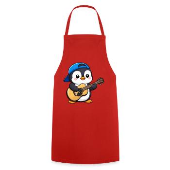 Cool Penguin Guitarist Musician Guitar Rock - Cooking Apron - red - Front - AI Model Male 185 dark (185cm)