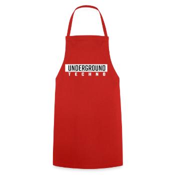 Underground Techno - Kochschürze - Rot - Vorne - AI Model Male 185 dark (185cm)
