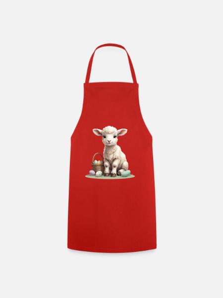 Pastell Lamm mit Ostereiern - Kochschürze - Rot