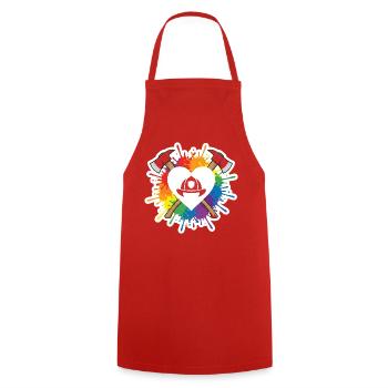 Firefighter Heart Rainbow Pride Love Axe - Cooking Apron - red - Front - AI Model Male 185 dark (185cm)