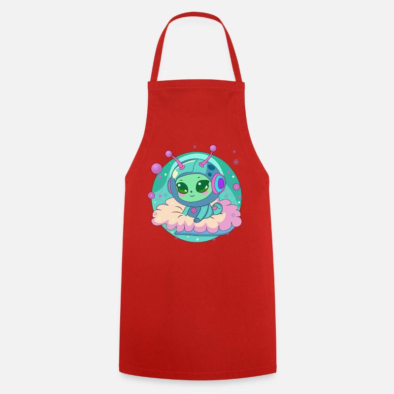 Astronaute pastel Alien sur un nuage - Tablier de cuisine - rouge